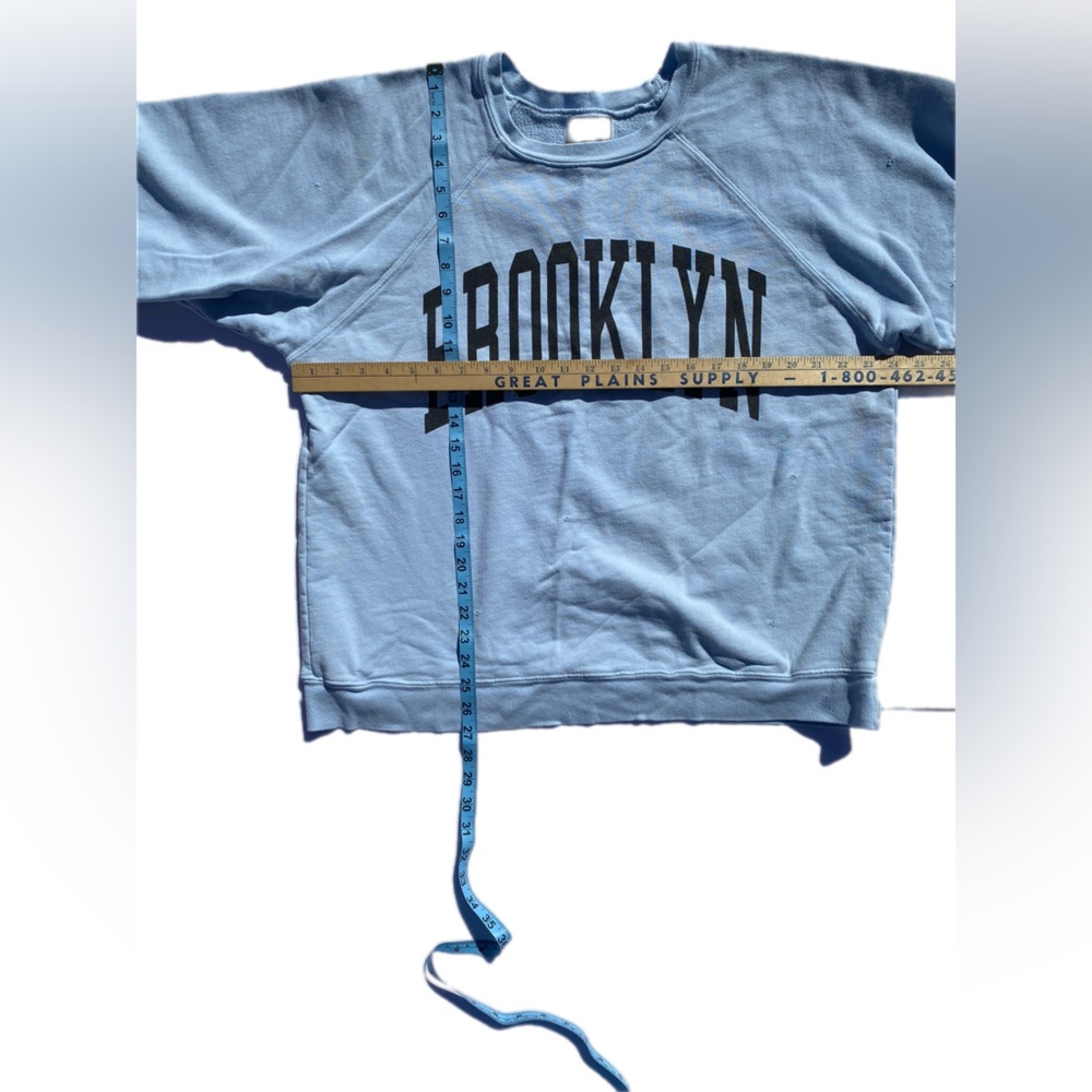 Free People Retro Brand Sweatshirt Brooklyn Graphic Light Blue large EUC - Picture 4 of 11
